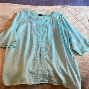 Aqua Blue Women's Top by Woman Within